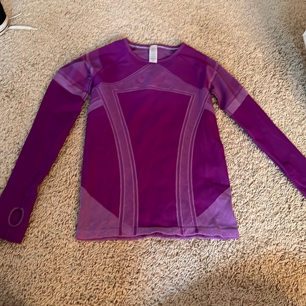 purple ivivva shirt long sleeve with thumb holes.